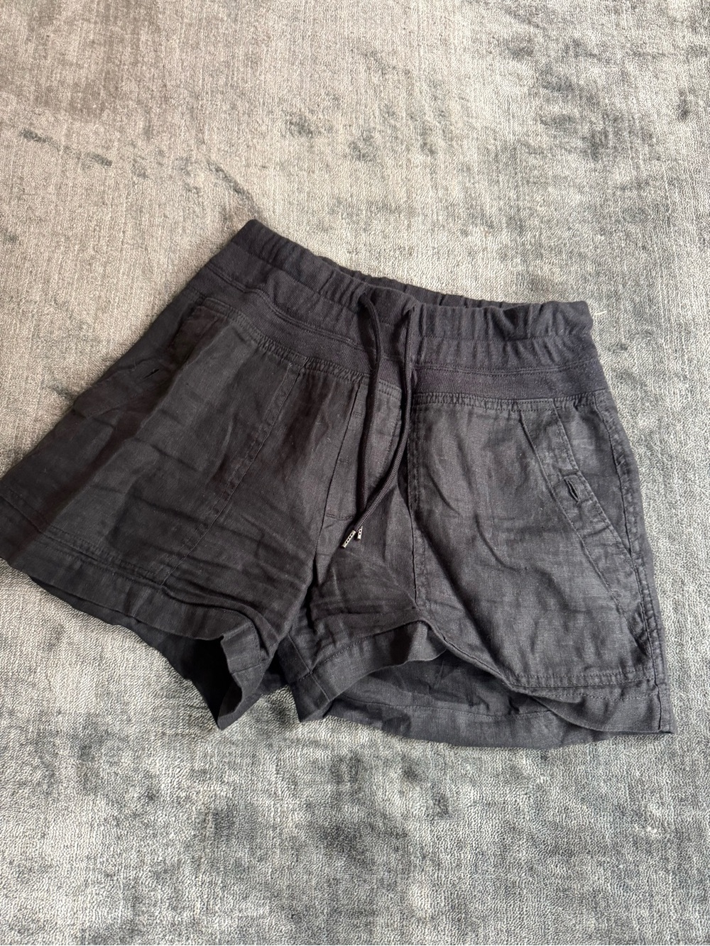 James Perse Black High-Waist Drawstring Shorts